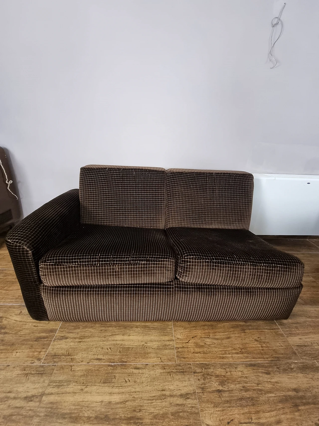 6-Seater brown velvet corner sofa, 1970s 9