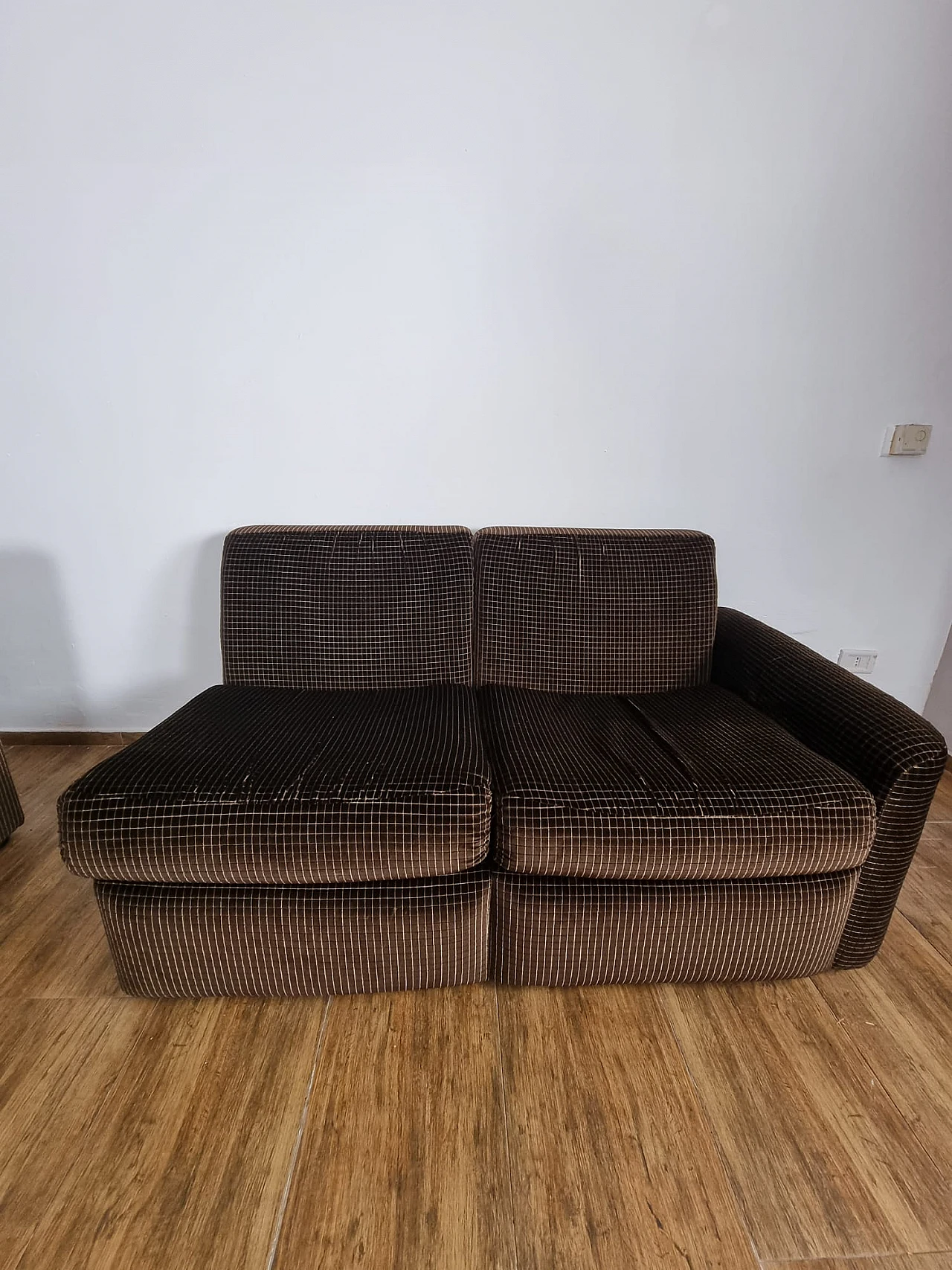 6-Seater brown velvet corner sofa, 1970s 11