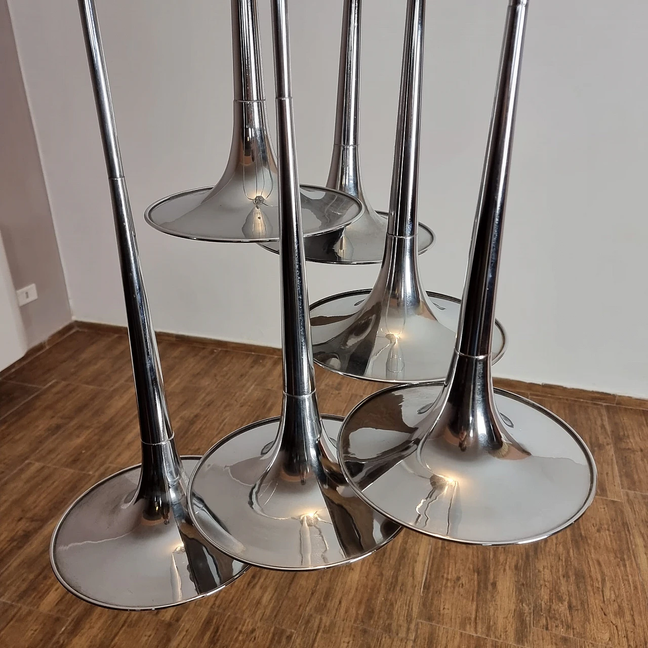 Chrome steel chandelier by Goffredo Reggiani, 1970s 1