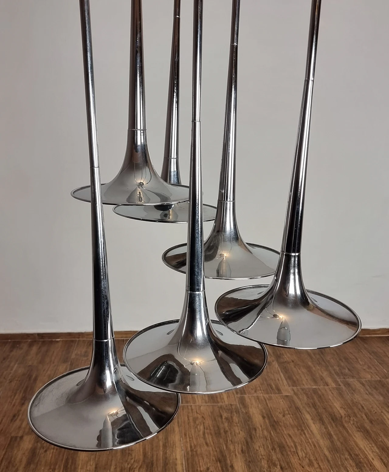 Chrome steel chandelier by Goffredo Reggiani, 1970s 4