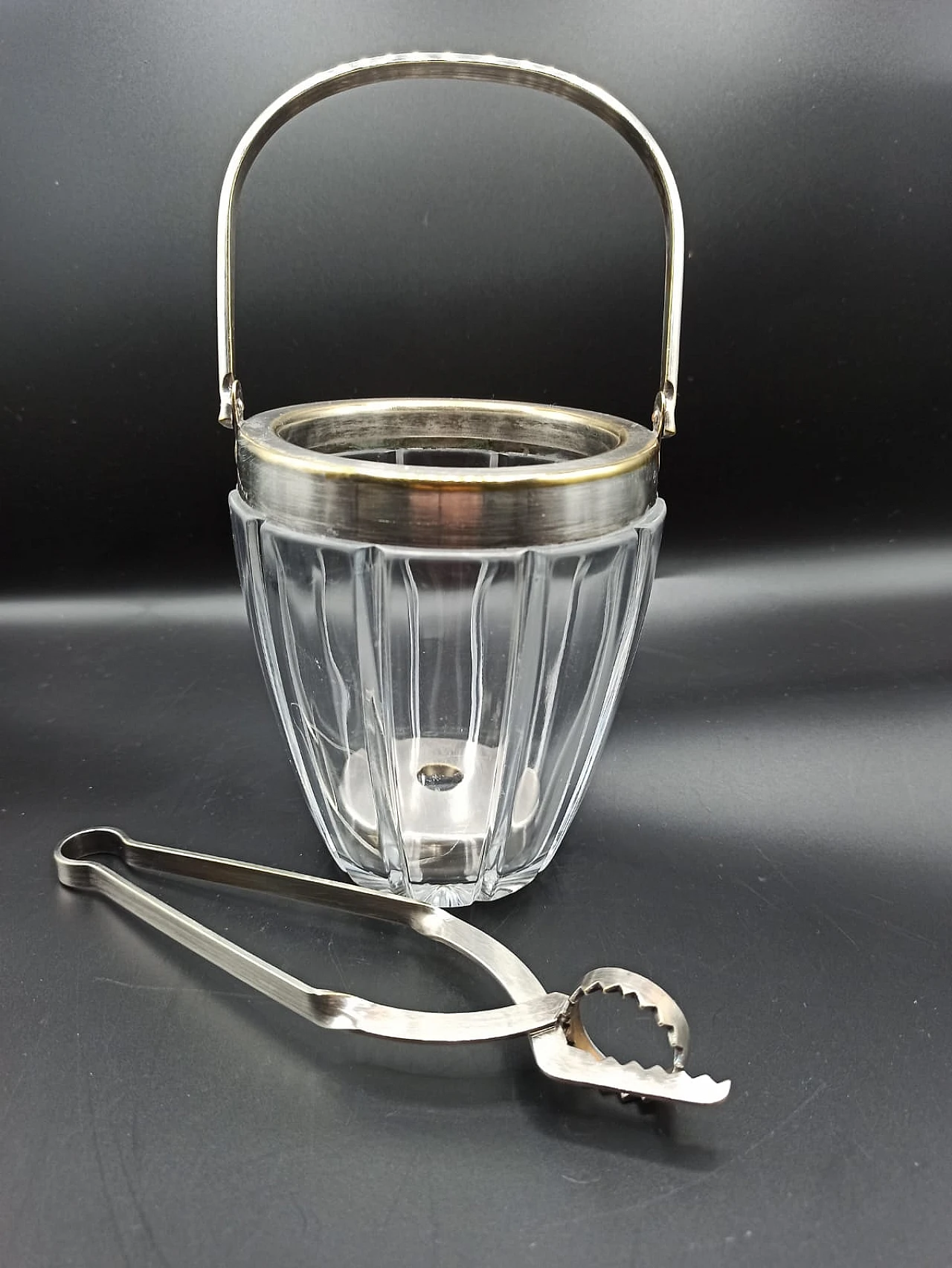 Glass and metal ice bucket, 1960s 1