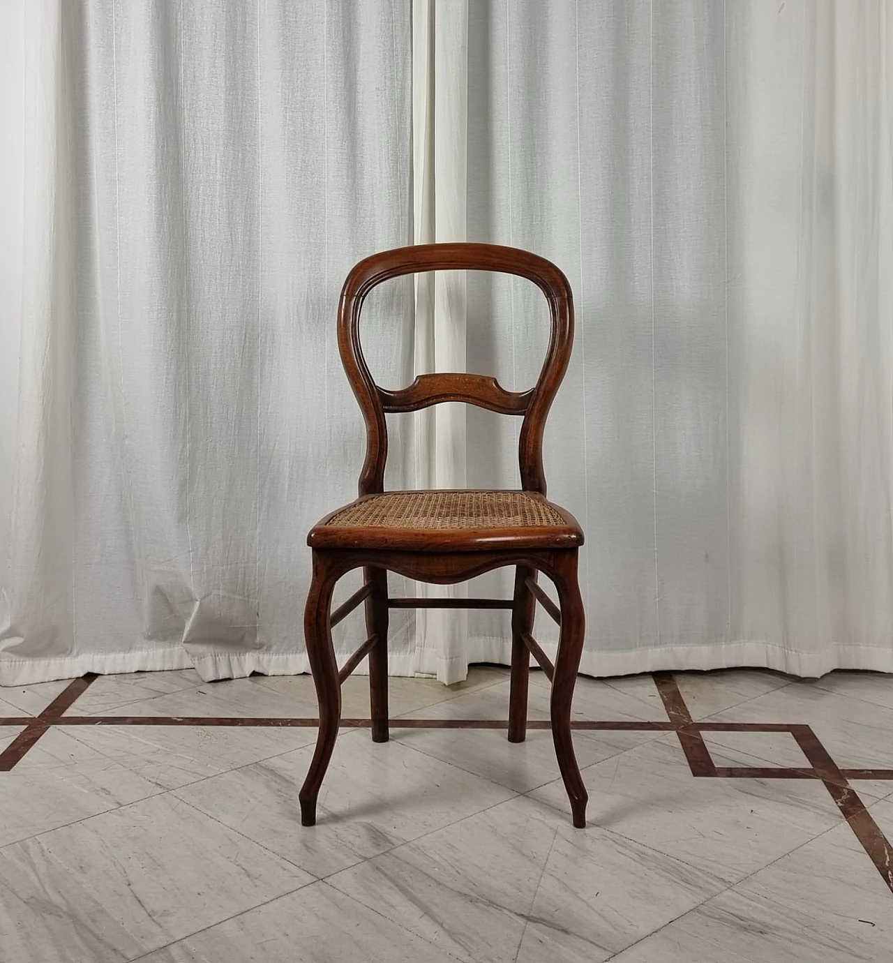Louis Philippe walnut chair with woven seat, 19th century 1