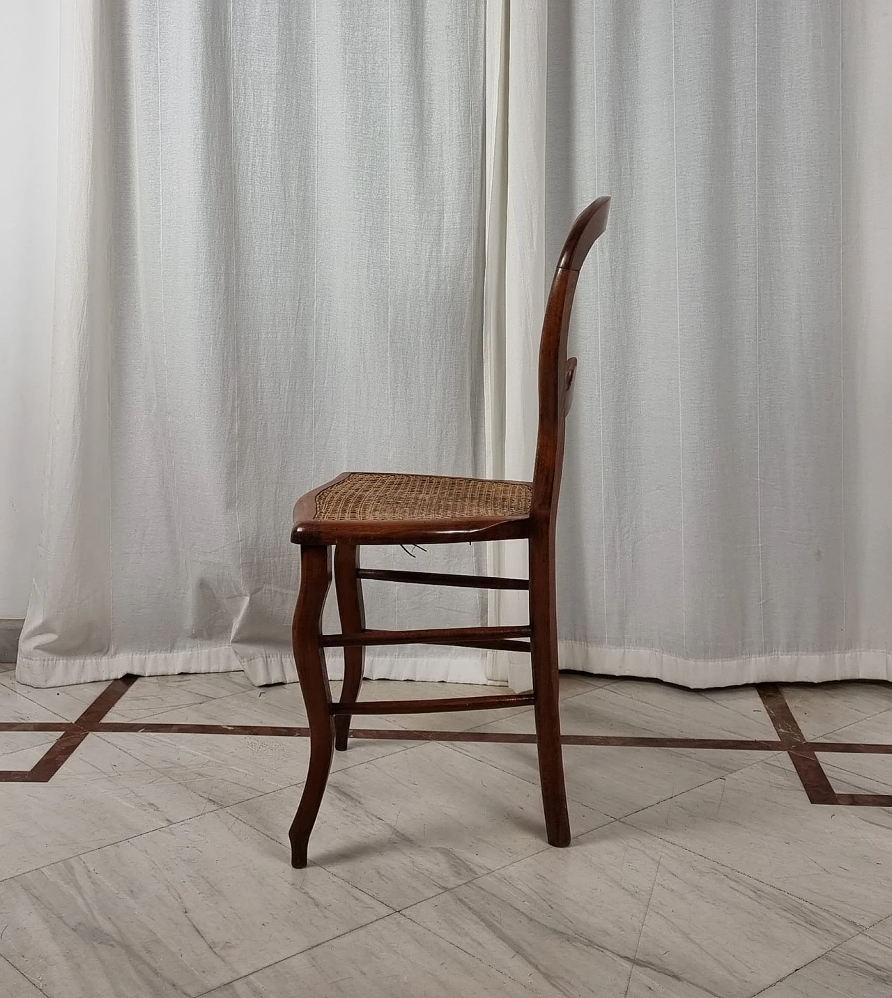 Louis Philippe walnut chair with woven seat, 19th century 3