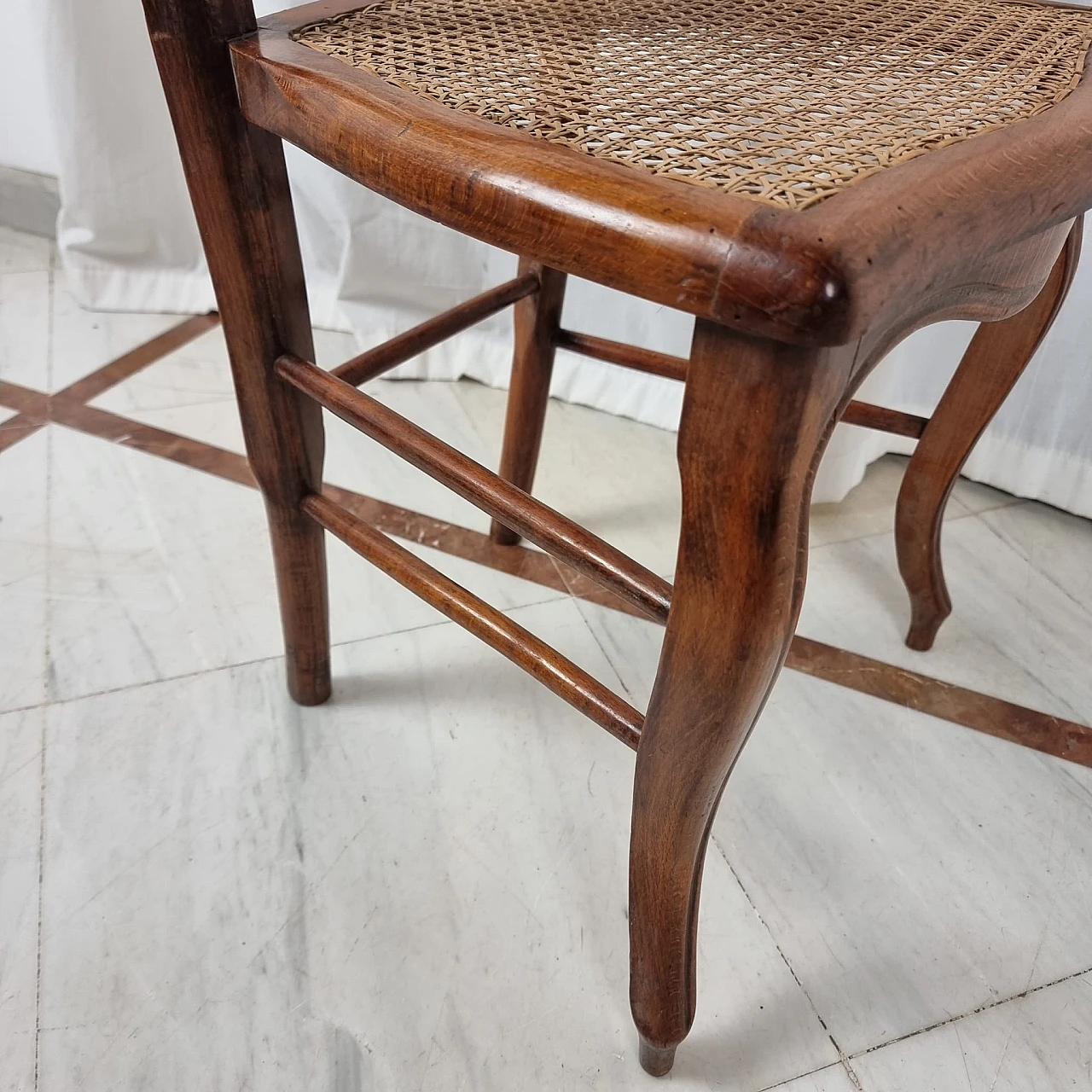 Louis Philippe walnut chair with woven seat, 19th century 6