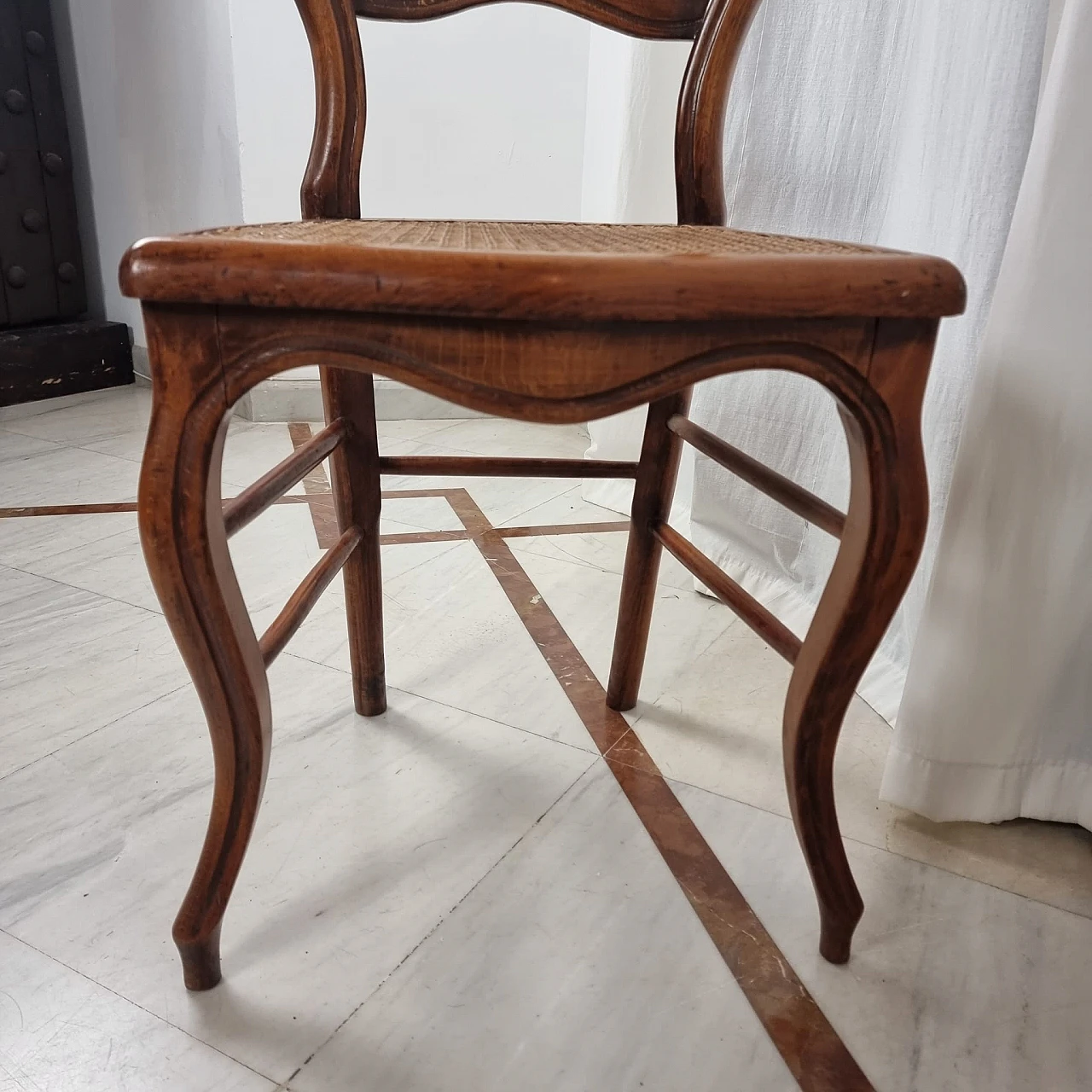 Louis Philippe walnut chair with woven seat, 19th century 7