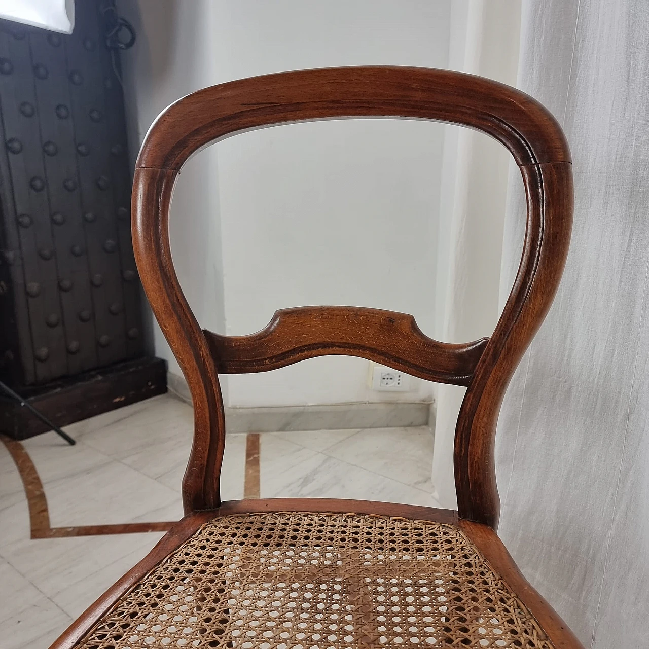 Louis Philippe walnut chair with woven seat, 19th century 9