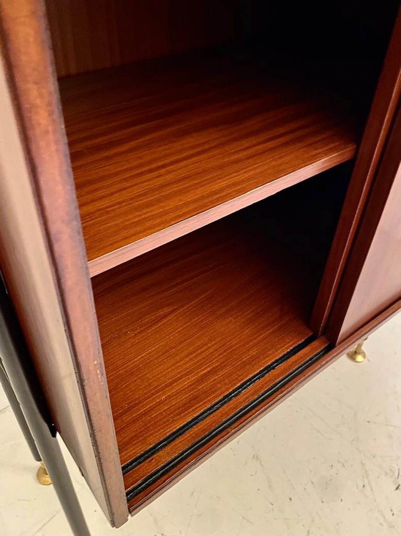 Terra cielo modular bookcase in mahogany veneer & iron, 1960s 12