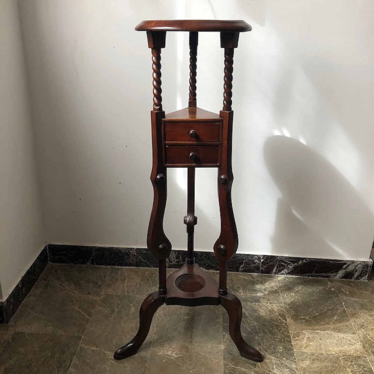 Solid wood side table with drawers, 1930s 1