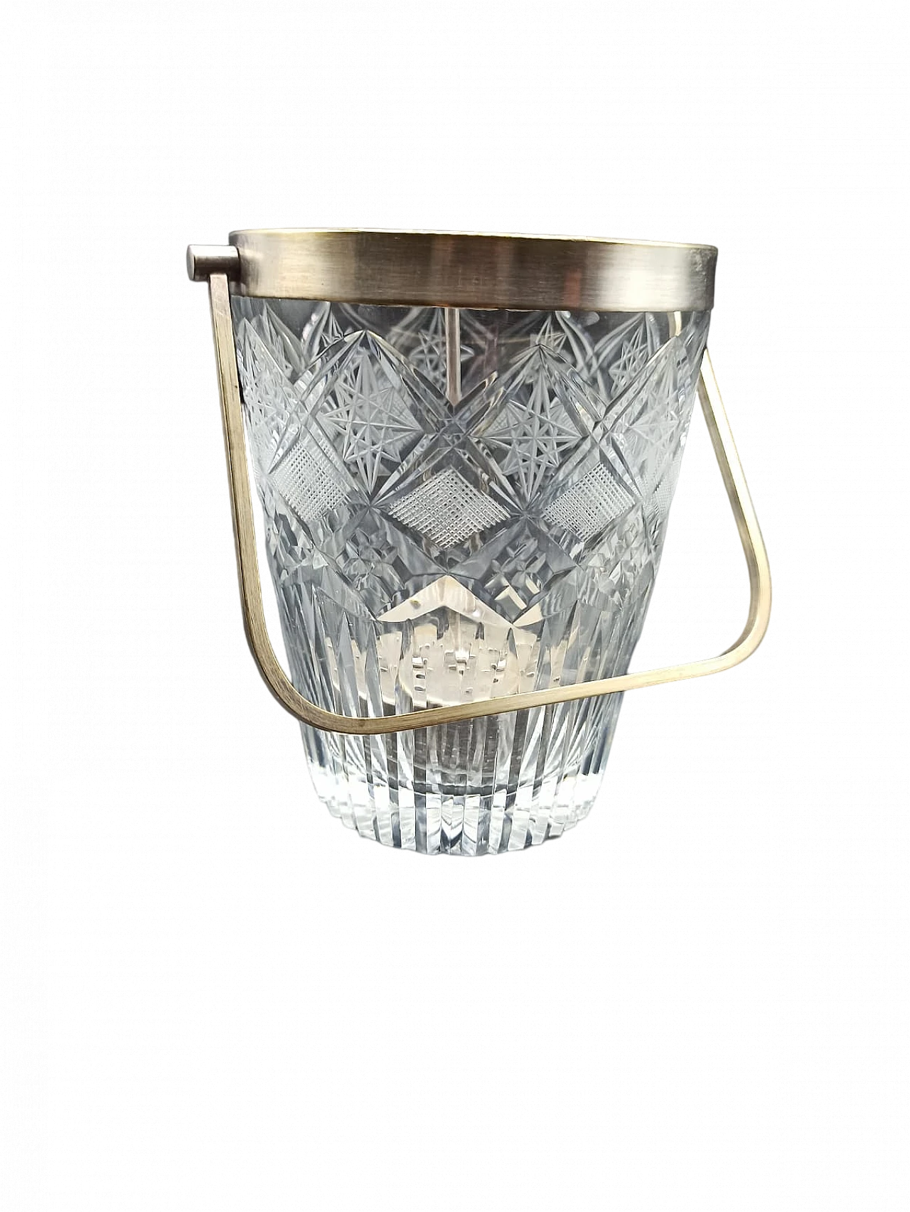 Crystal ice bucket with gilded handle, 1950s 7