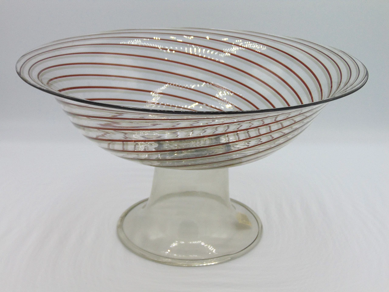 Glass pedestal bowl by Thorsen and Karlsson for Venini, 1960s 1