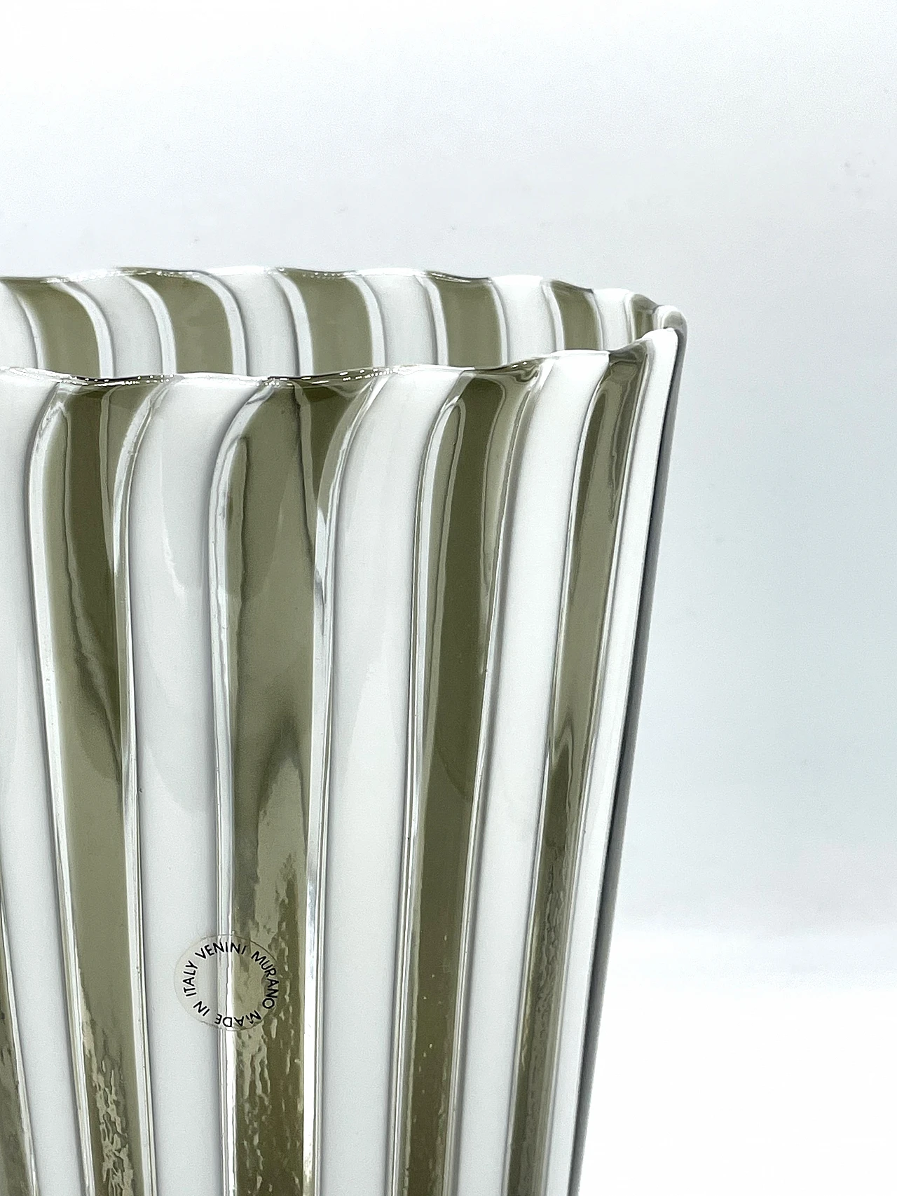 Green and gray glass rod vase by Venini, 1988 2