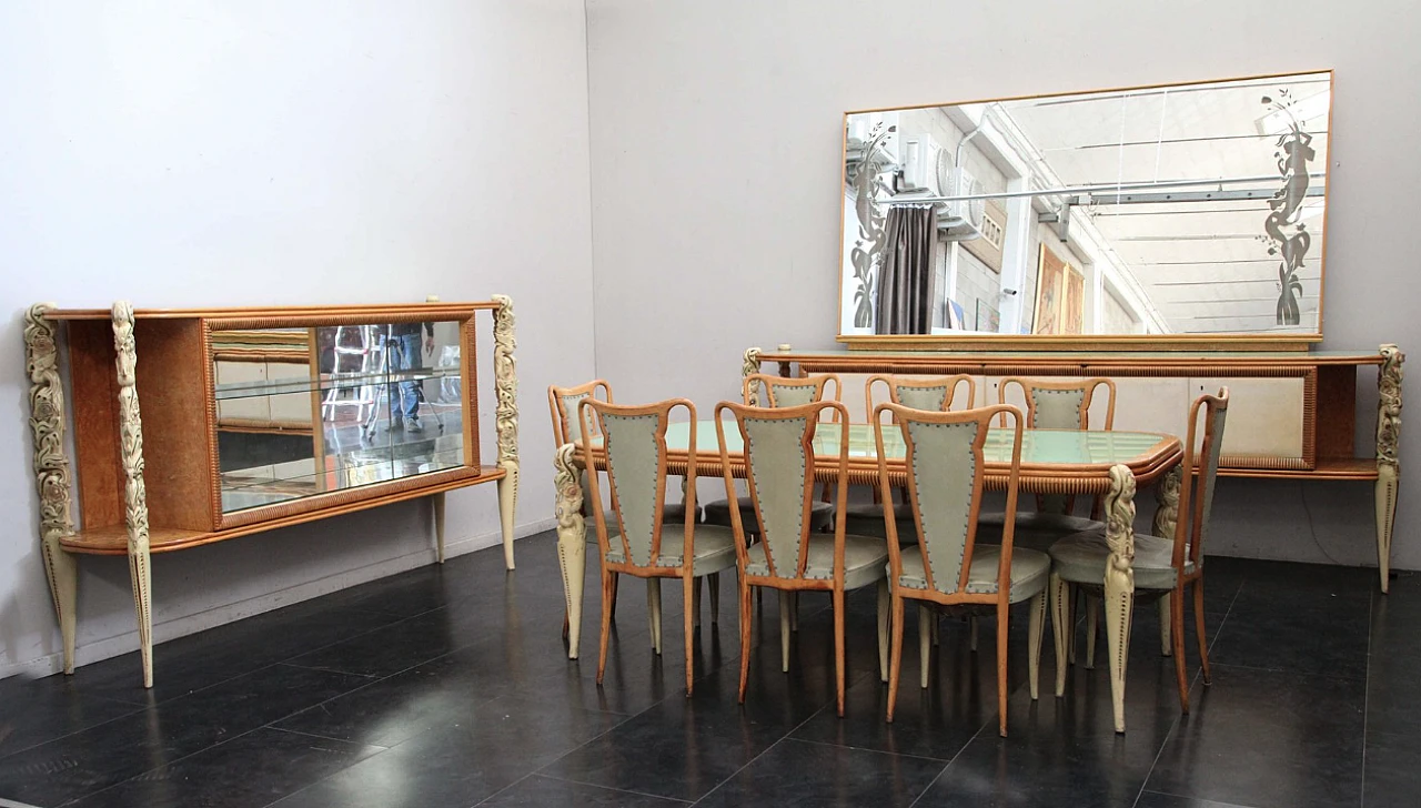 Sala da pranzo in legno e vetro, anni '40 4