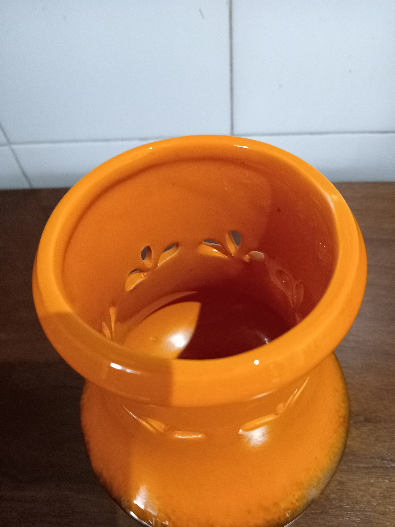 Vaso in ceramica arancione di Federico Simone per Casarte, anni '70 5