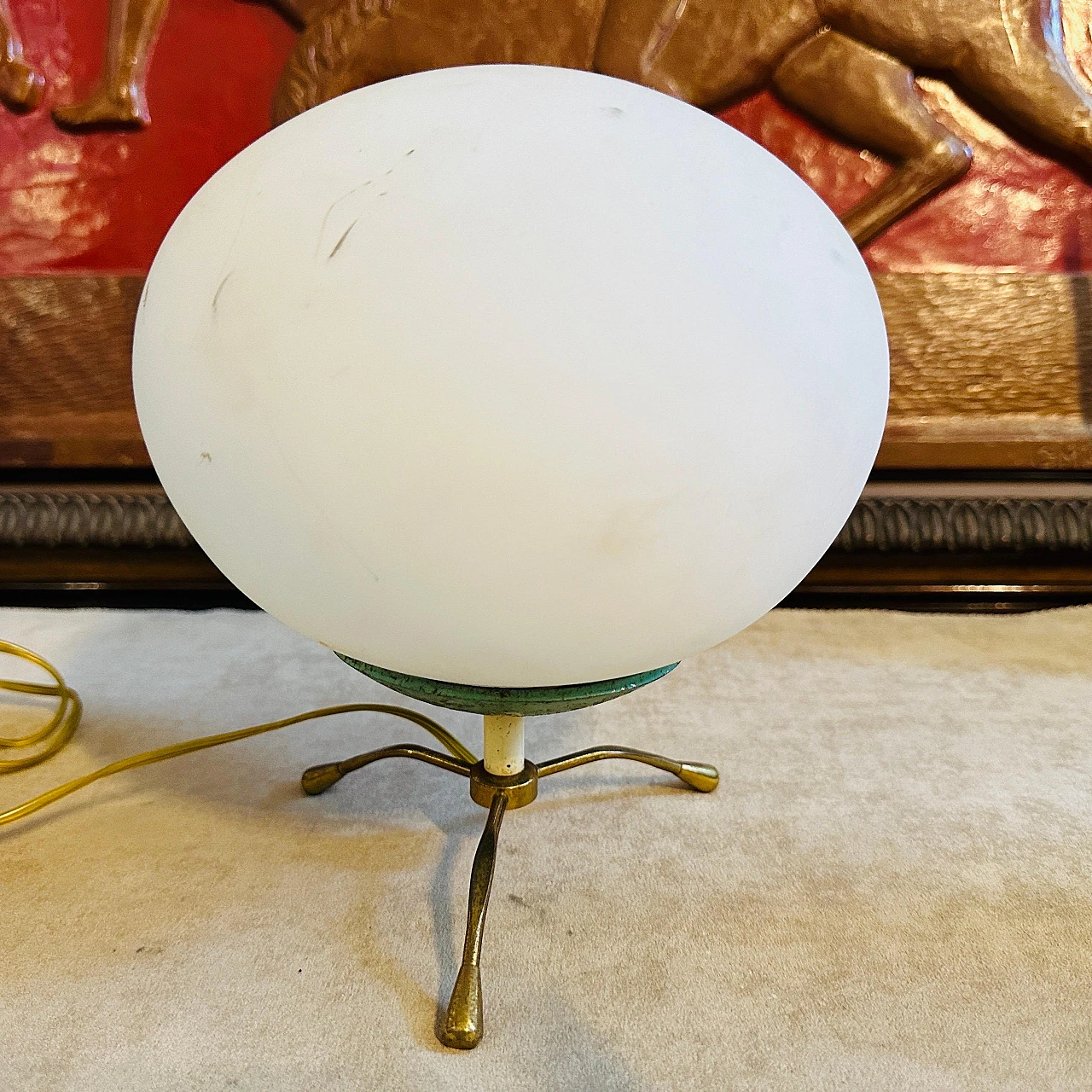 Metal, brass and glass lamp in the Arredoluce style, 1950s 2