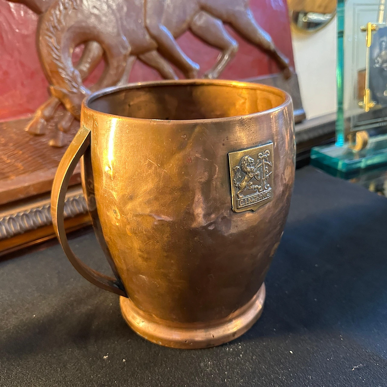 Copper and hammered brass ice bucket by Cinzano, 1940s 5