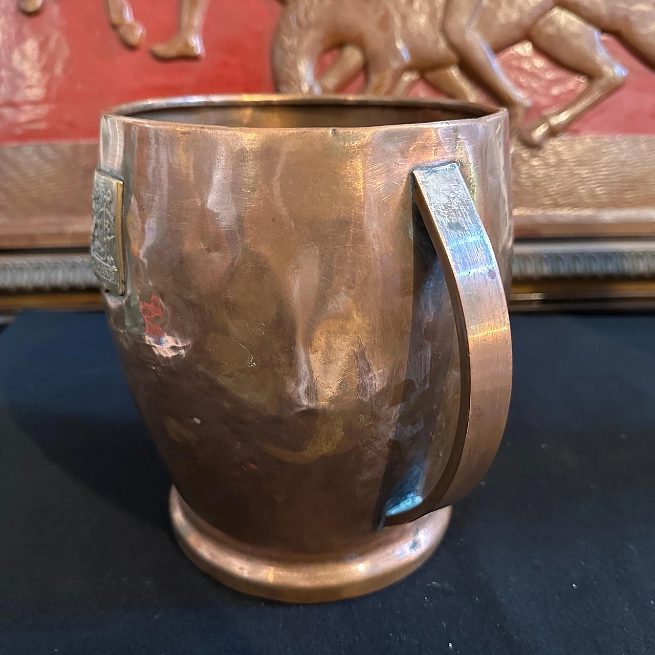 Copper and hammered brass ice bucket by Cinzano, 1940s 9