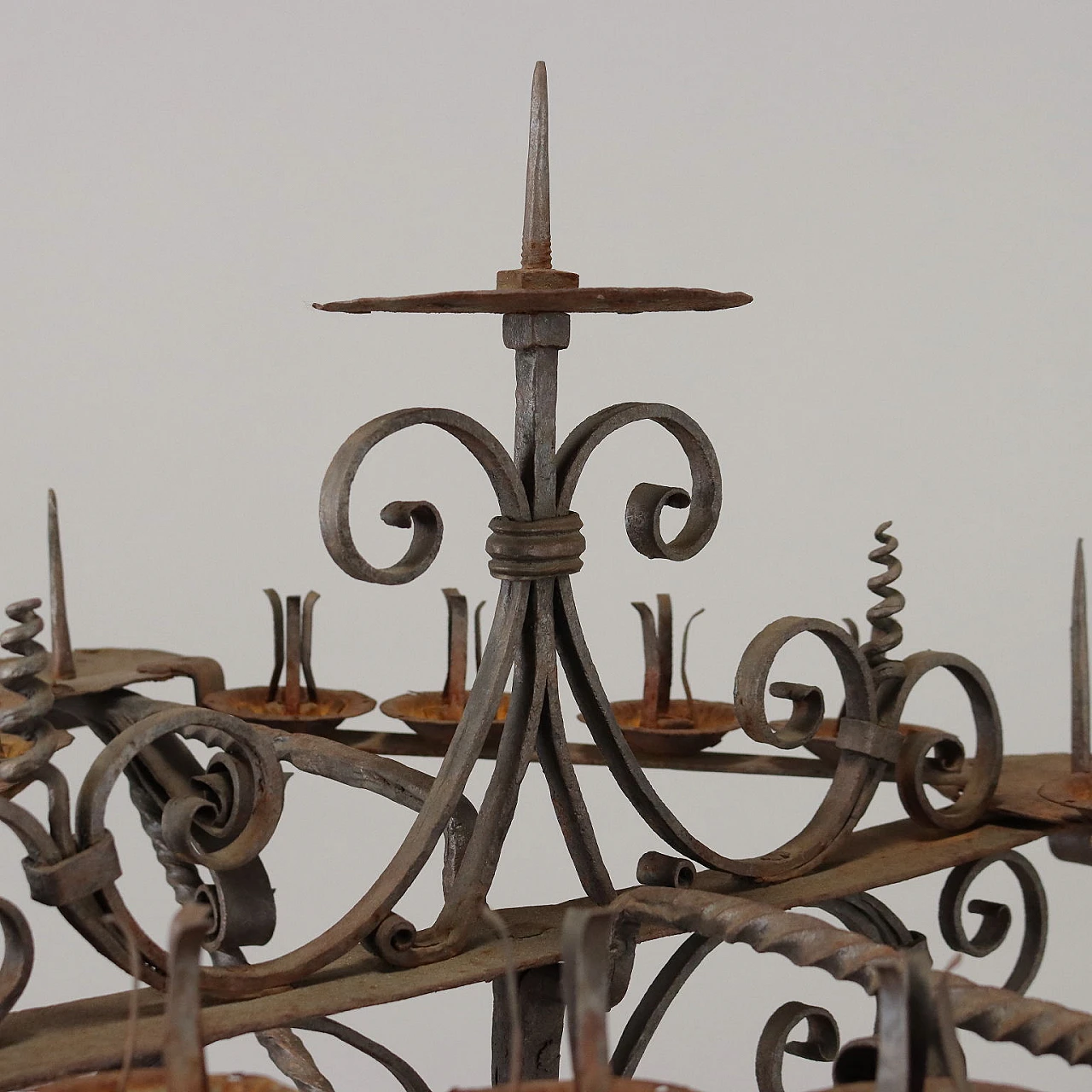 Wrought iron torcher worked with curl motif, 19th century 3