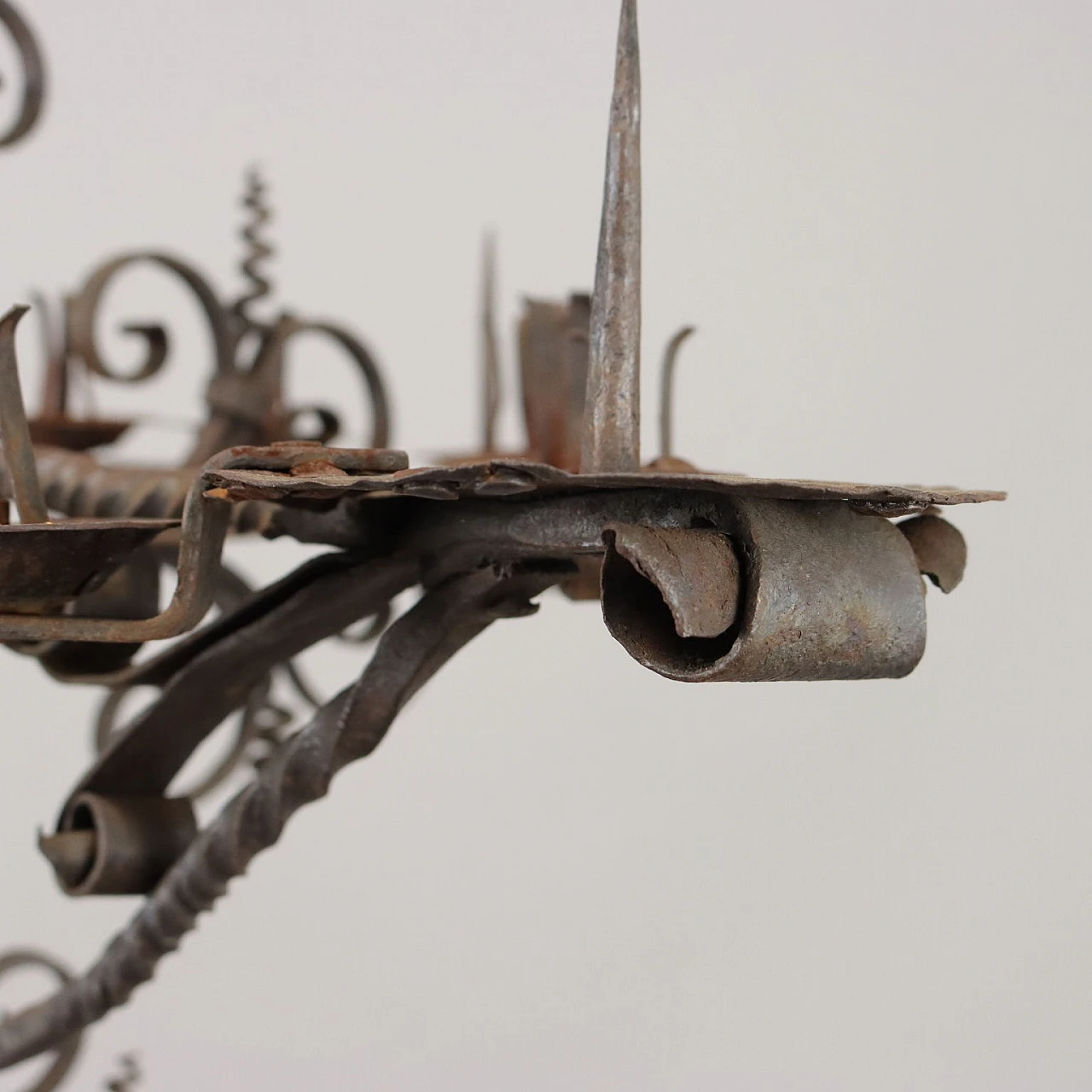 Wrought iron torcher worked with curl motif, 19th century 6