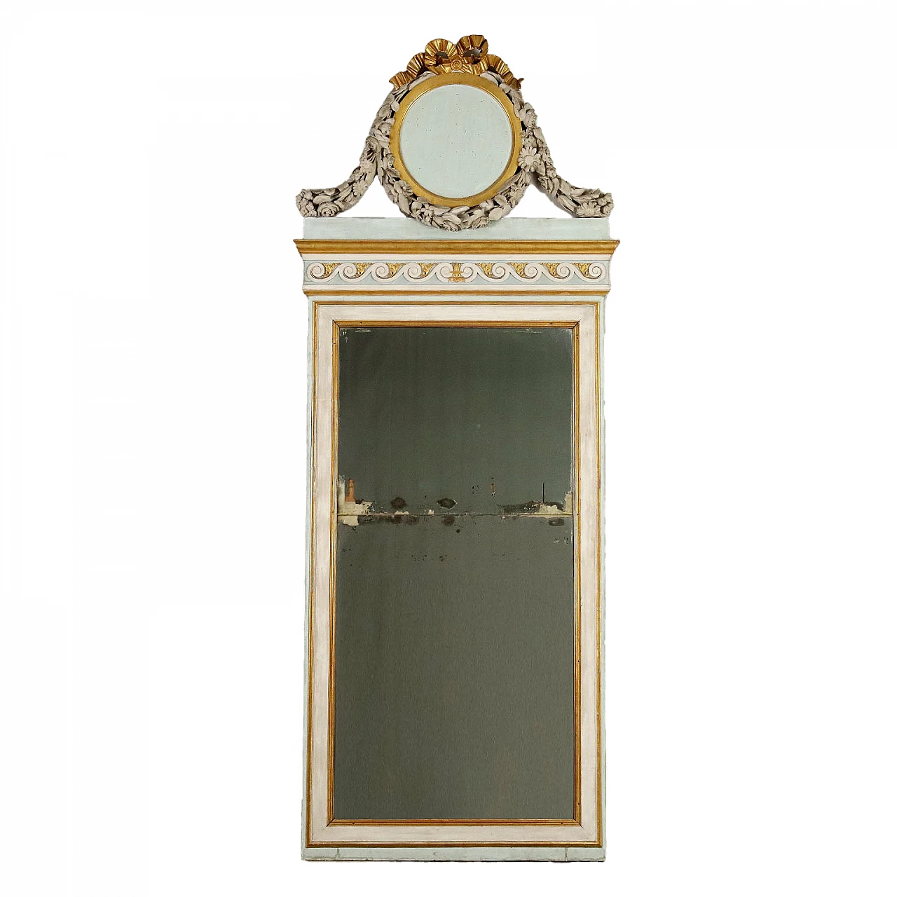 Neoclassical carved, lacquered and gilded wood mirror, late 18th century 1