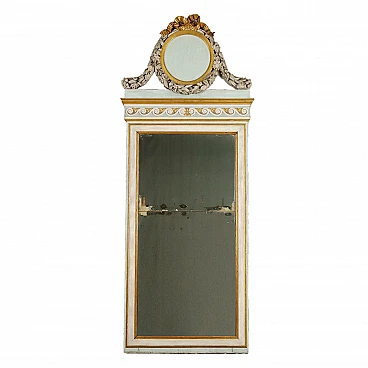 Neoclassical carved, lacquered and gilded wood mirror, late 18th century