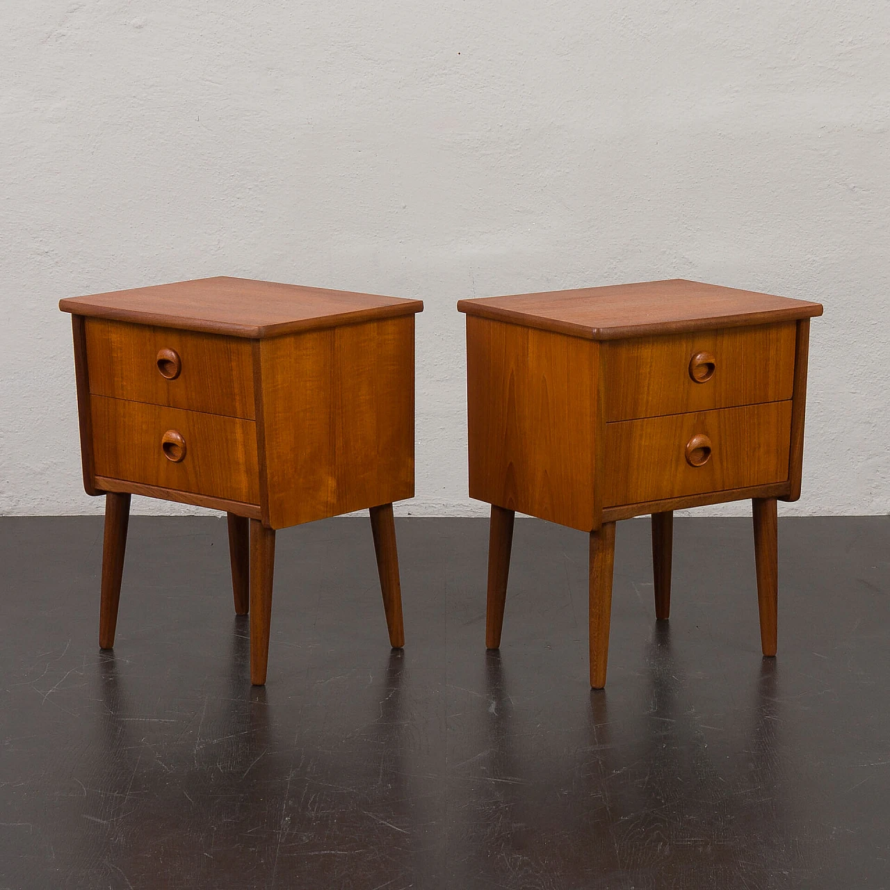 Pair of teak bedside tables in the style of John Texmon, 1960s 1