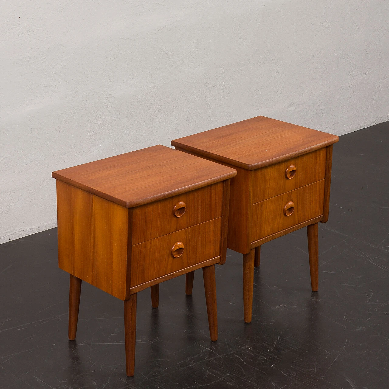 Pair of teak bedside tables in the style of John Texmon, 1960s 8