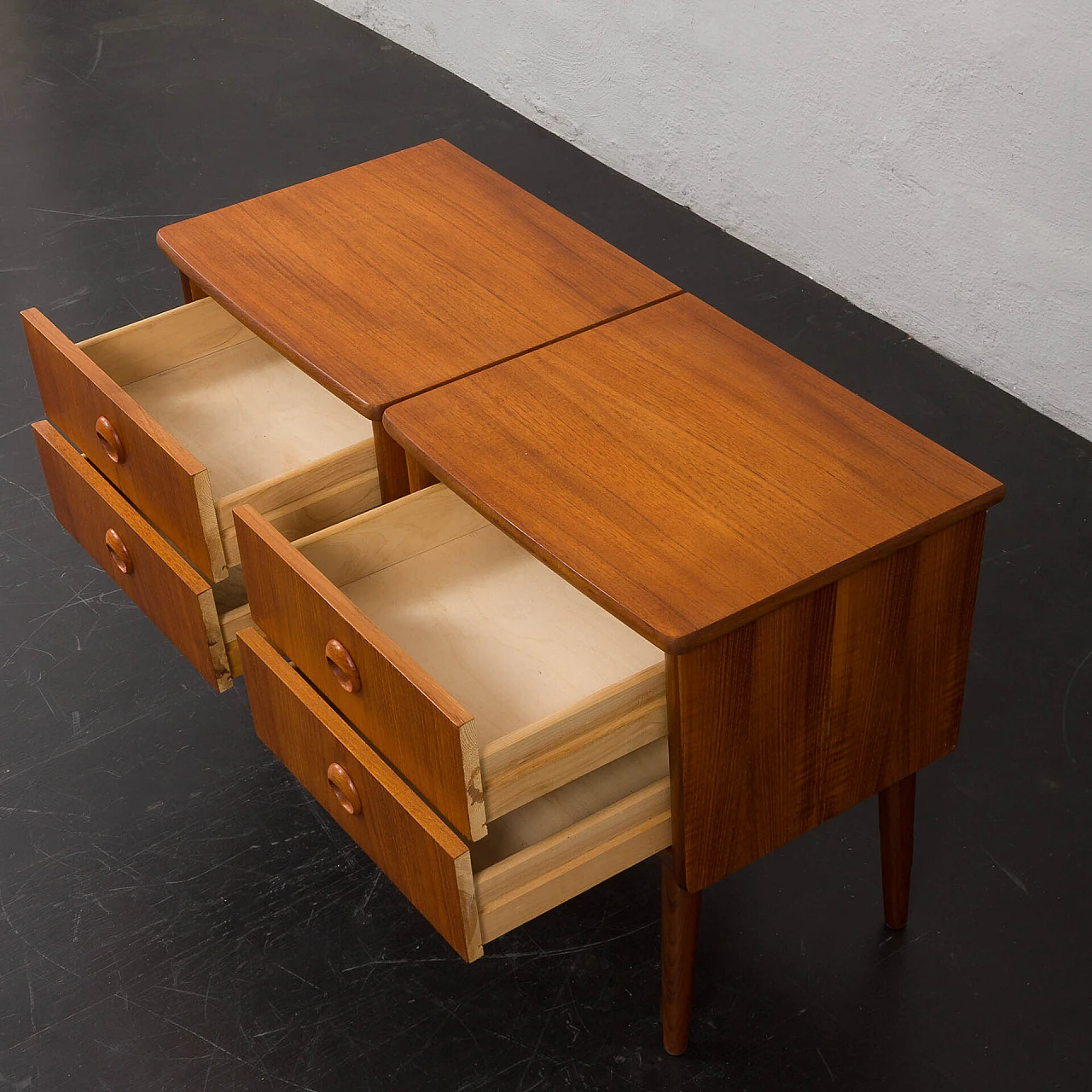 Pair of teak bedside tables in the style of John Texmon, 1960s 9