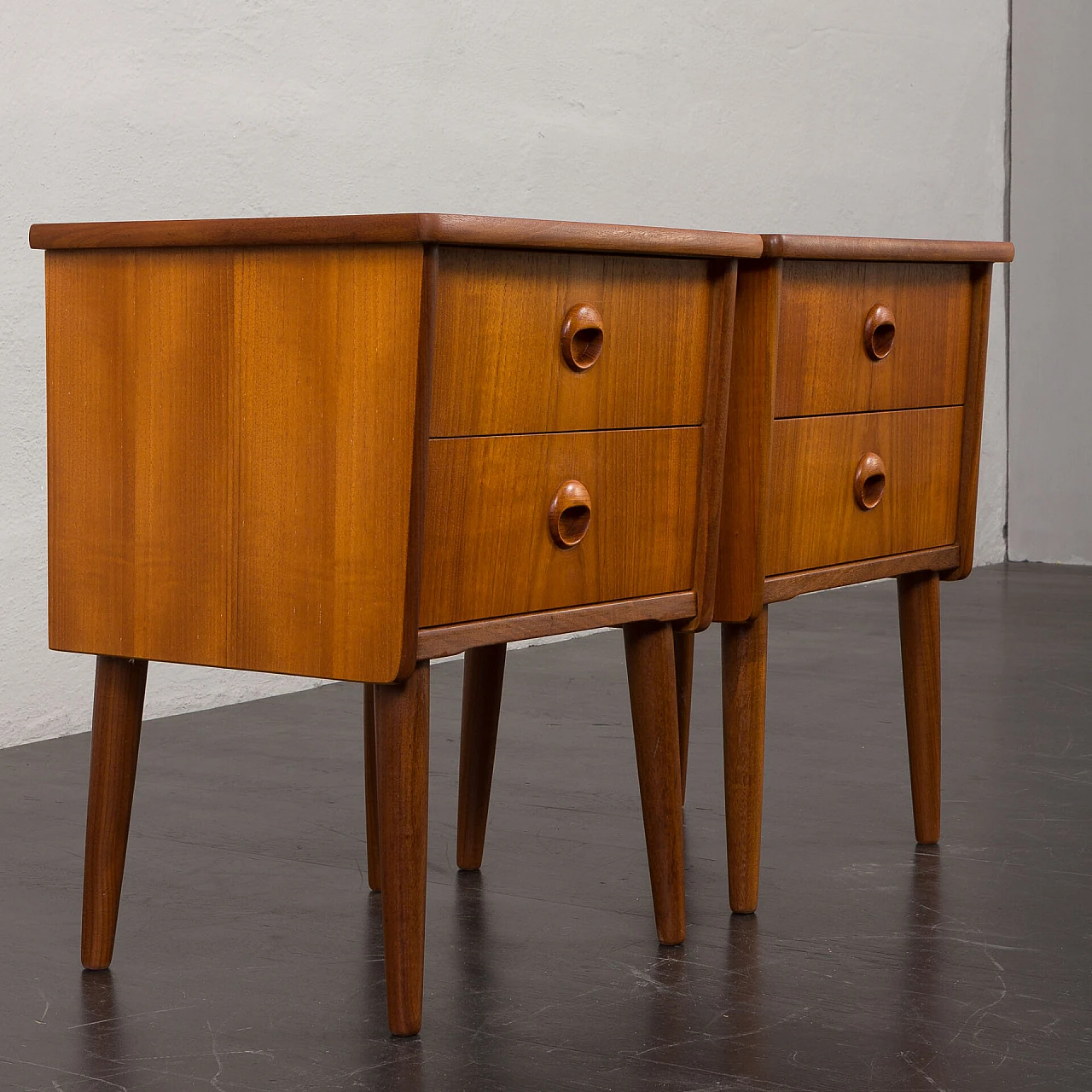 Pair of teak bedside tables in the style of John Texmon, 1960s 10