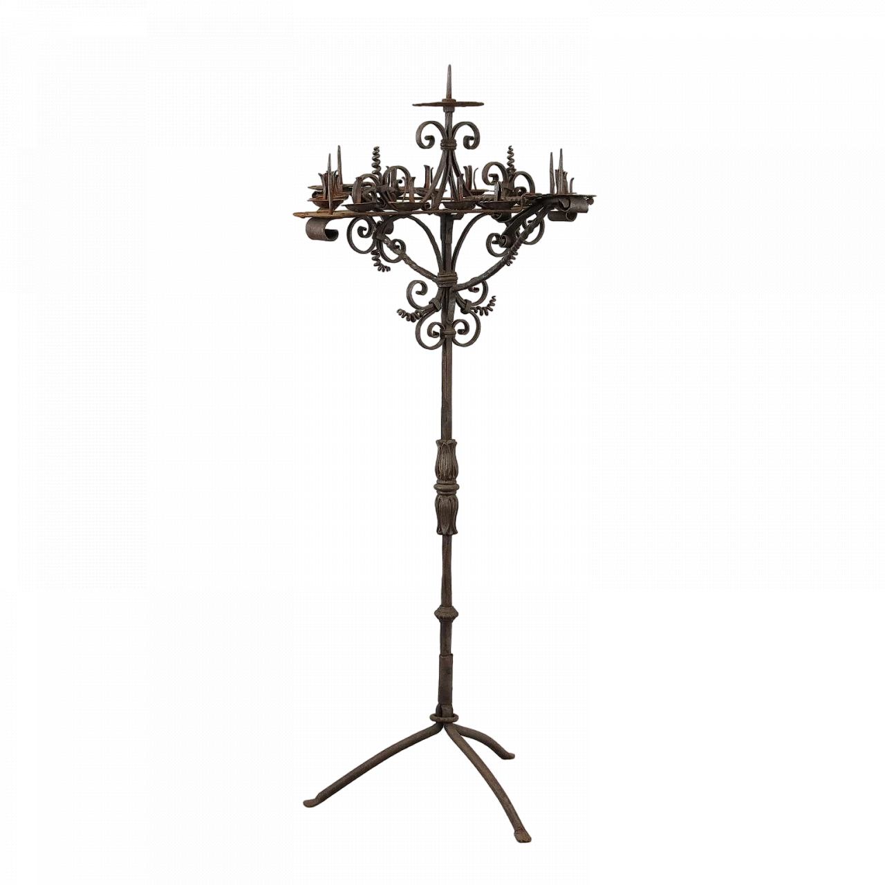 Wrought iron torcher worked with curl motif, 19th century 11