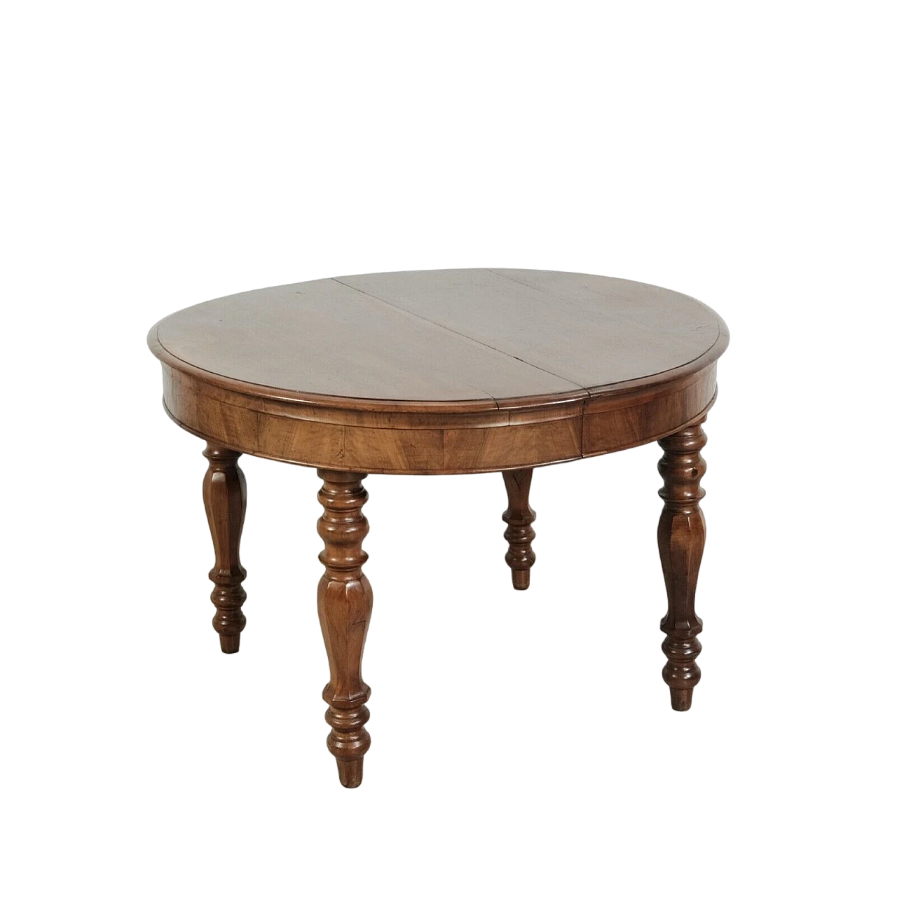 Round walnut extendable table, late 19th century 18