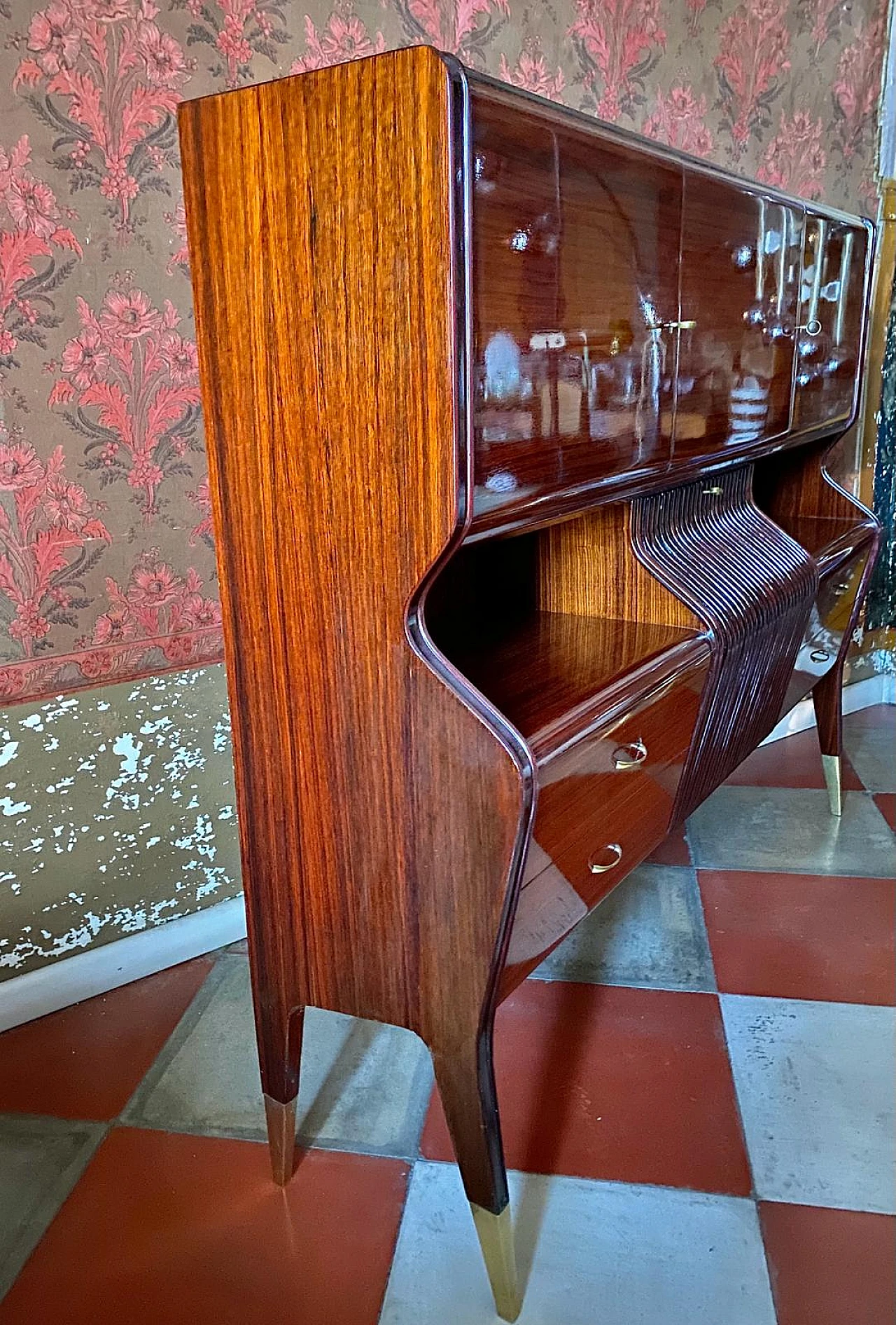 Mahogany, maple and rosewood bar cabinet by Osvaldo Borsani, 1950s 9