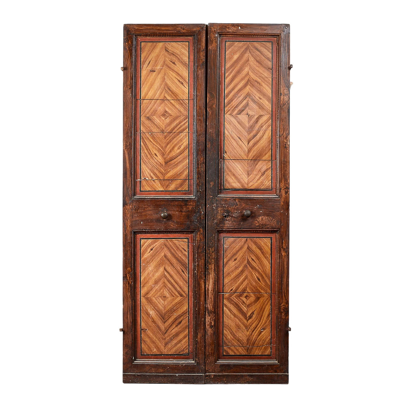 Fake wood two-shutter door with lacquered decorations, 18th century 2