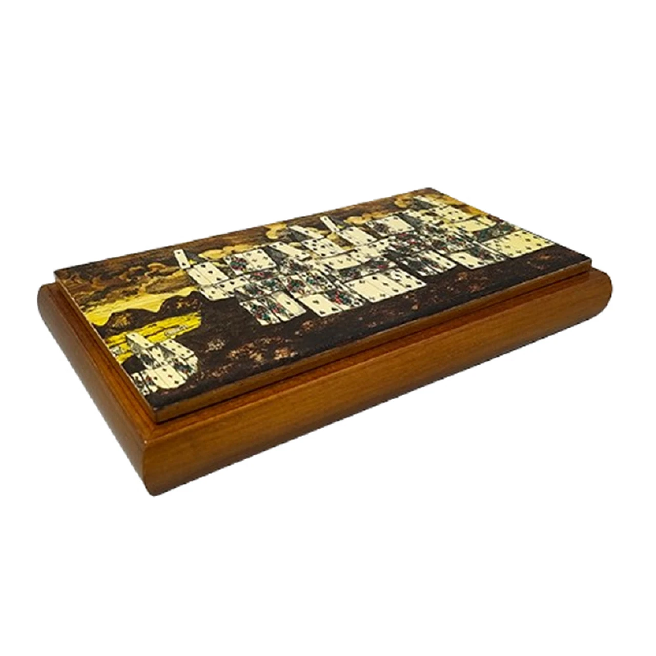 Walnut playing card box by Piero Fornasetti, 1970s 1