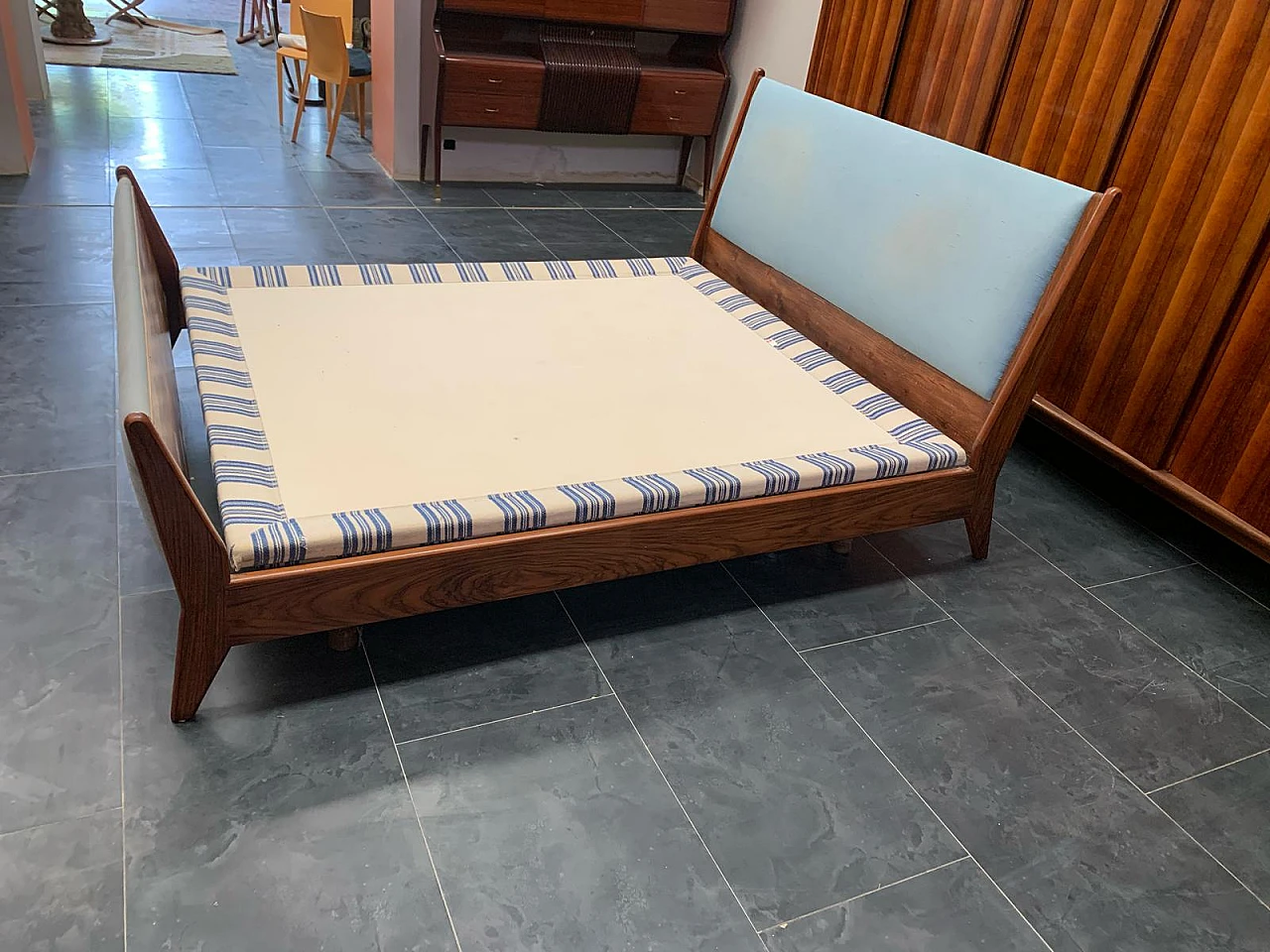 Rosewood and fabric bed by Frauflex, 1960s 15