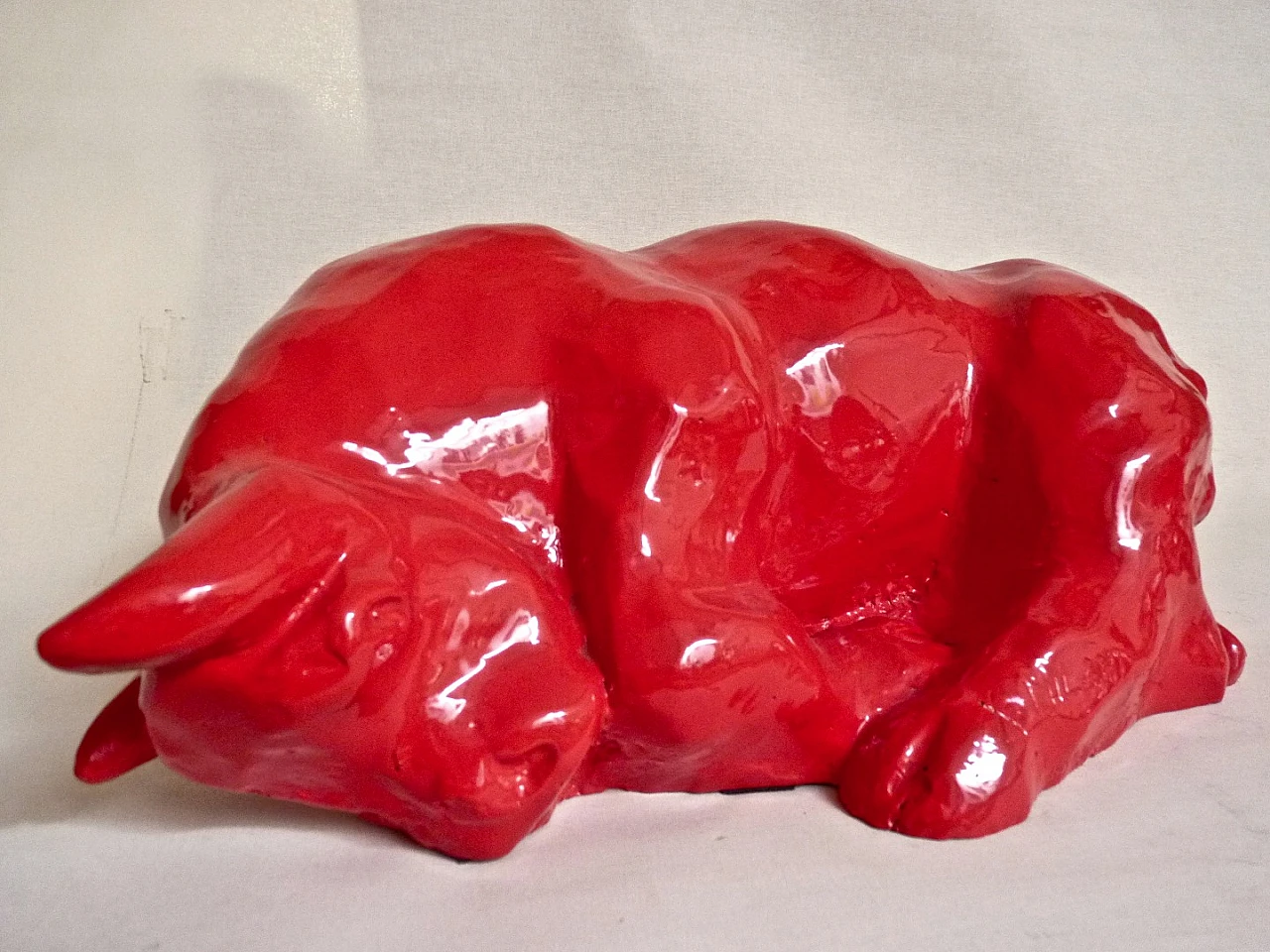 Dino Milani, sleeping bull, fiberglass sculpture, 1998 1