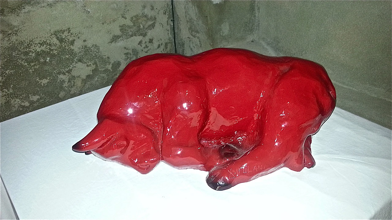 Dino Milani, sleeping bull, fiberglass sculpture, 1998 3