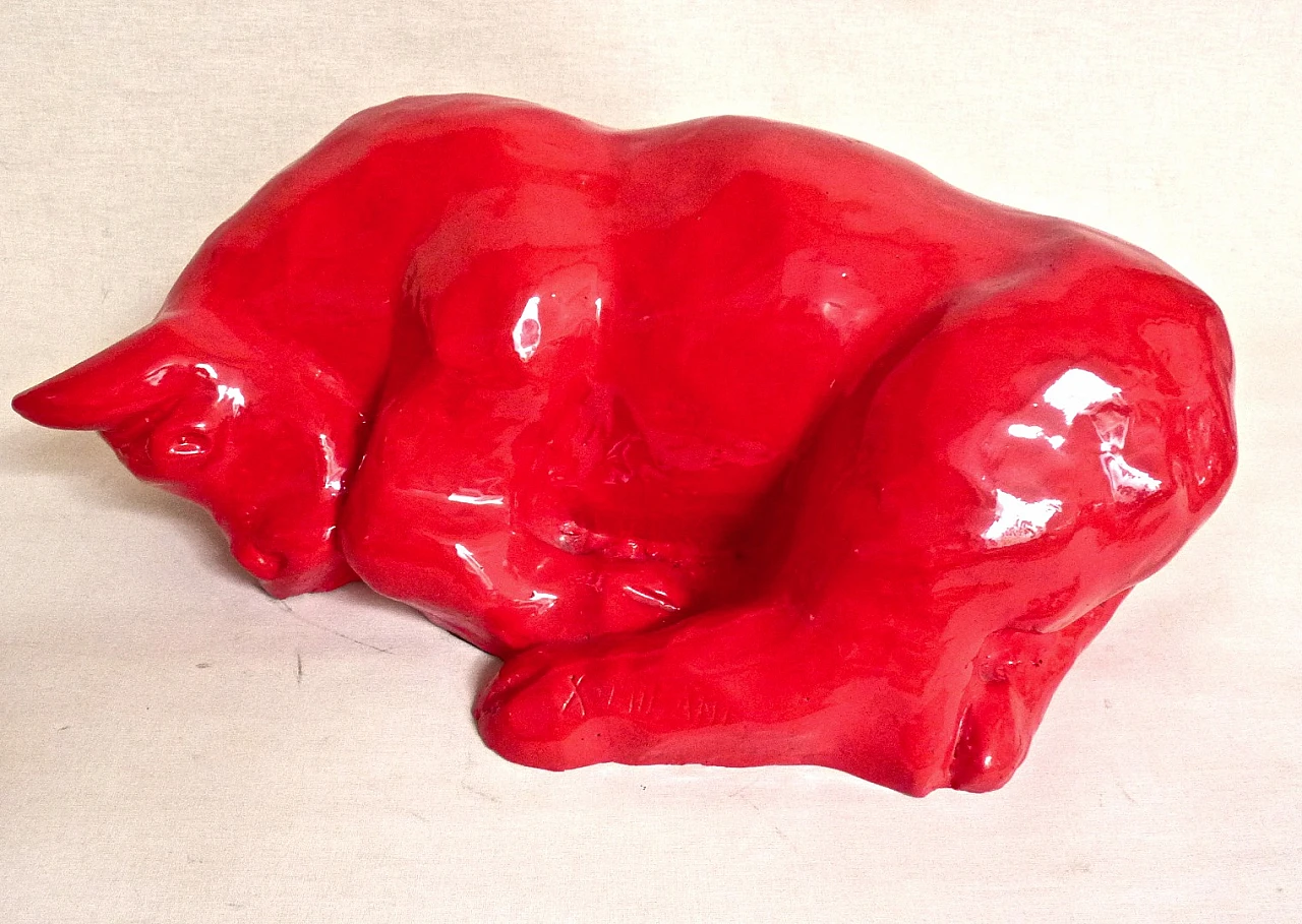 Dino Milani, sleeping bull, fiberglass sculpture, 1998 4