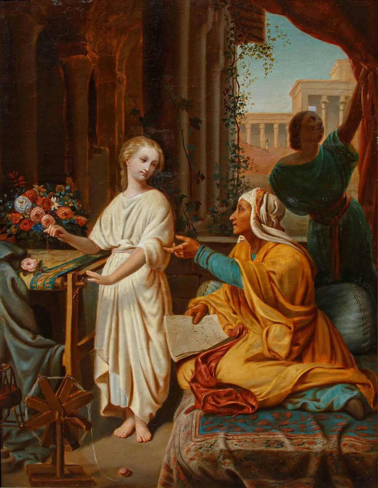 François-Barthélemy-Marius Abel, Pompeian scene with spinner, 1876 2