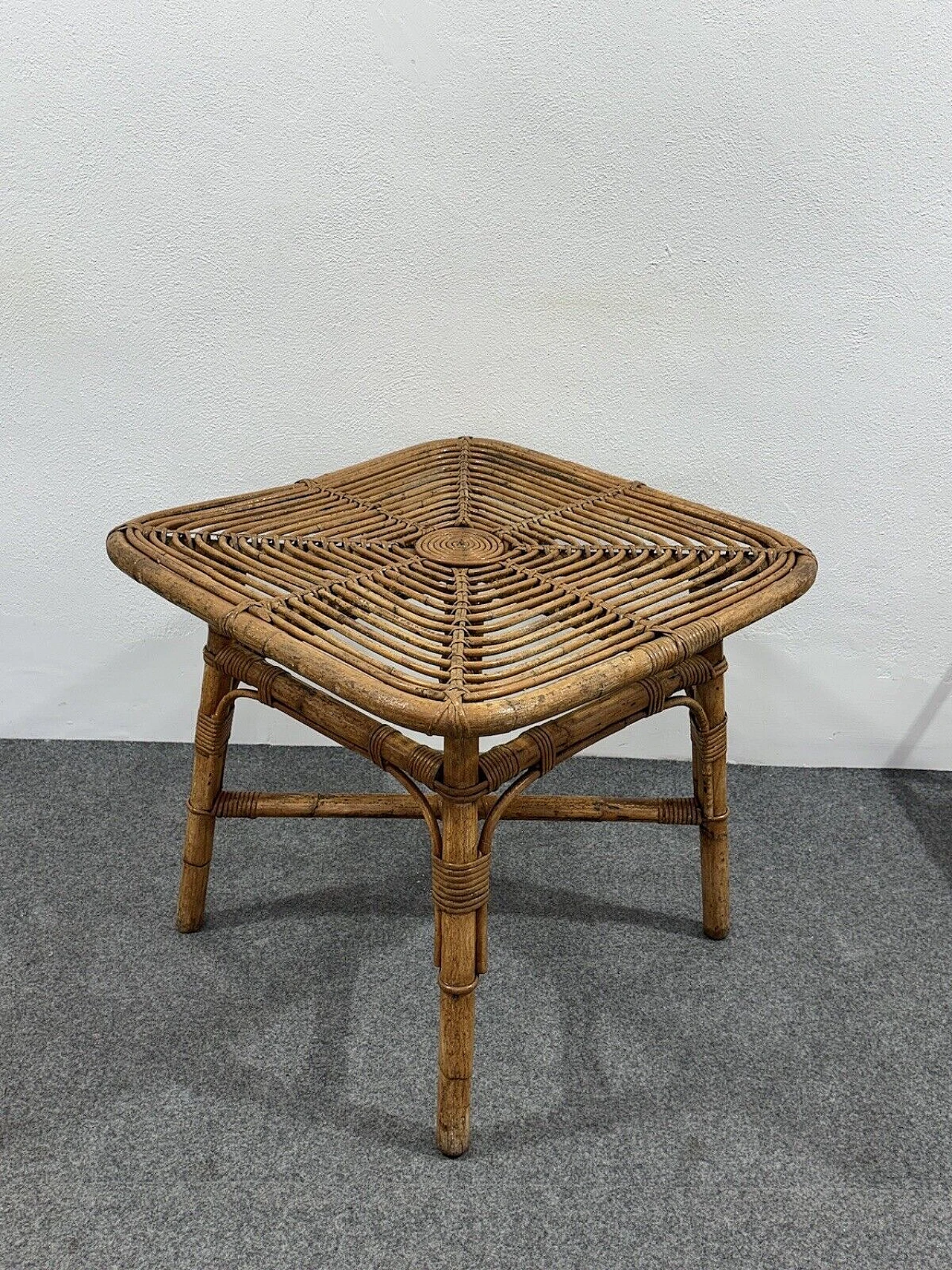 Square rattan garden coffee table by Vittorio Bonacina, 1960s 5