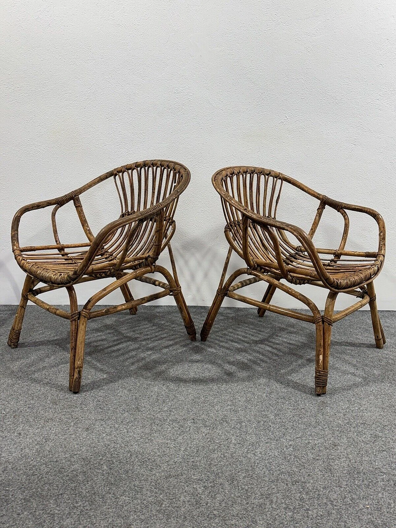 4 Rattan garden armchairs by Vittorio Bonacina, 1960s 4