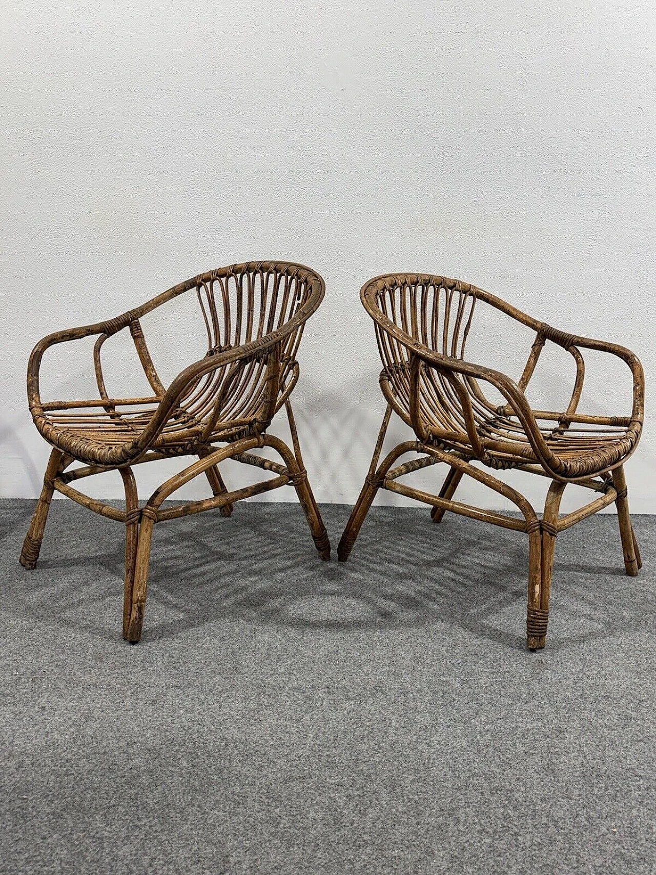 4 Rattan garden armchairs by Vittorio Bonacina, 1960s 5