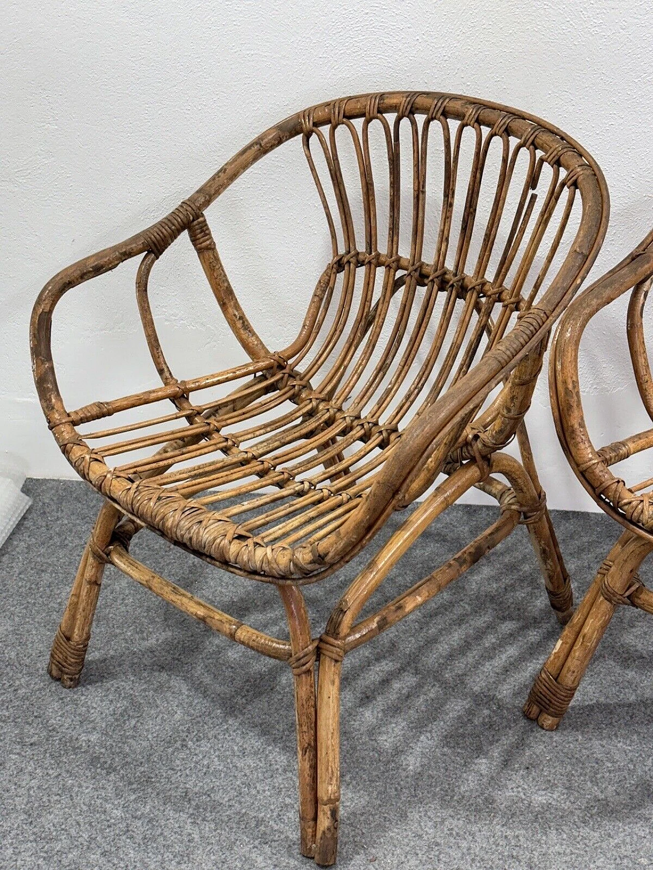 4 Rattan garden armchairs by Vittorio Bonacina, 1960s 6