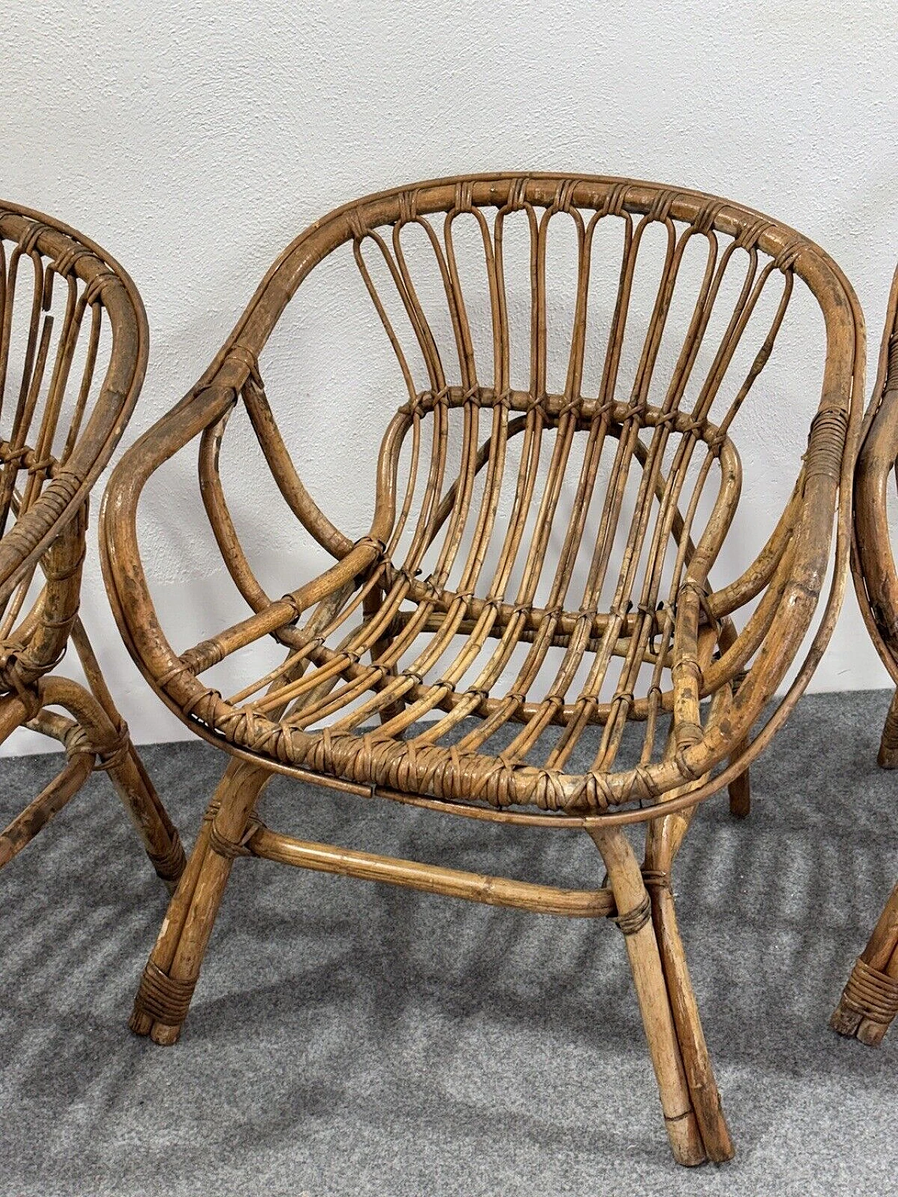 4 Rattan garden armchairs by Vittorio Bonacina, 1960s 7