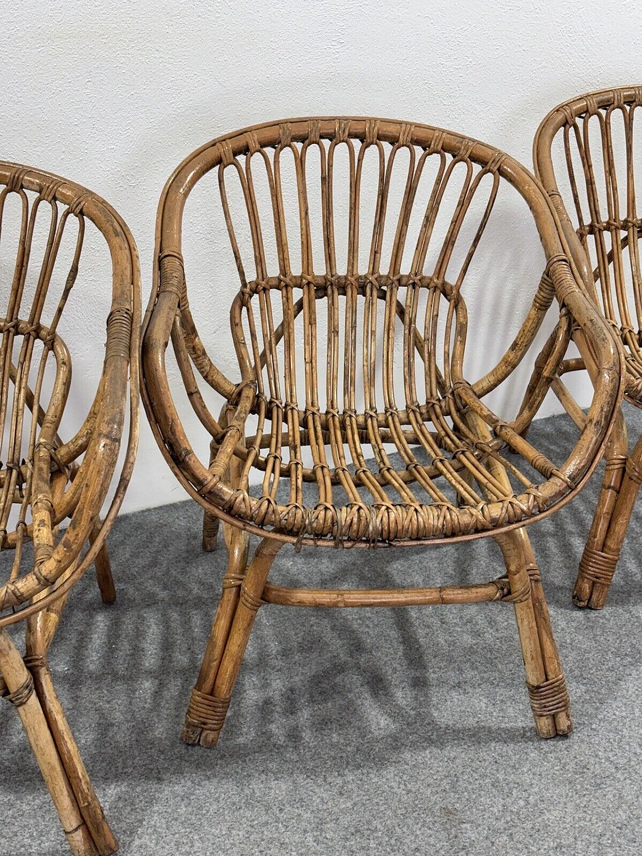 4 Rattan garden armchairs by Vittorio Bonacina, 1960s 8