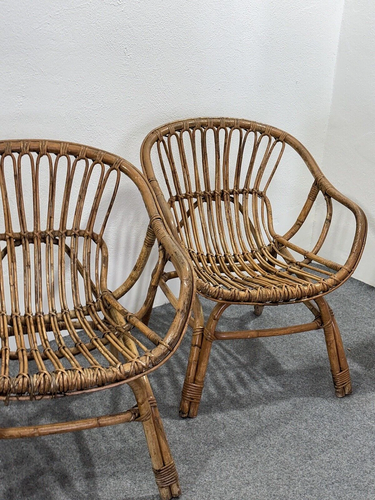 4 Rattan garden armchairs by Vittorio Bonacina, 1960s 9