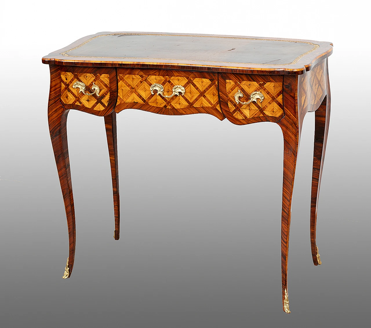 Napoleon III exotic wood writing desk with leather top, 19th century 1