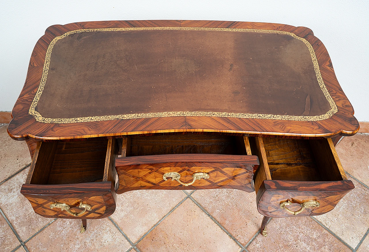 Napoleon III exotic wood writing desk with leather top, 19th century 2