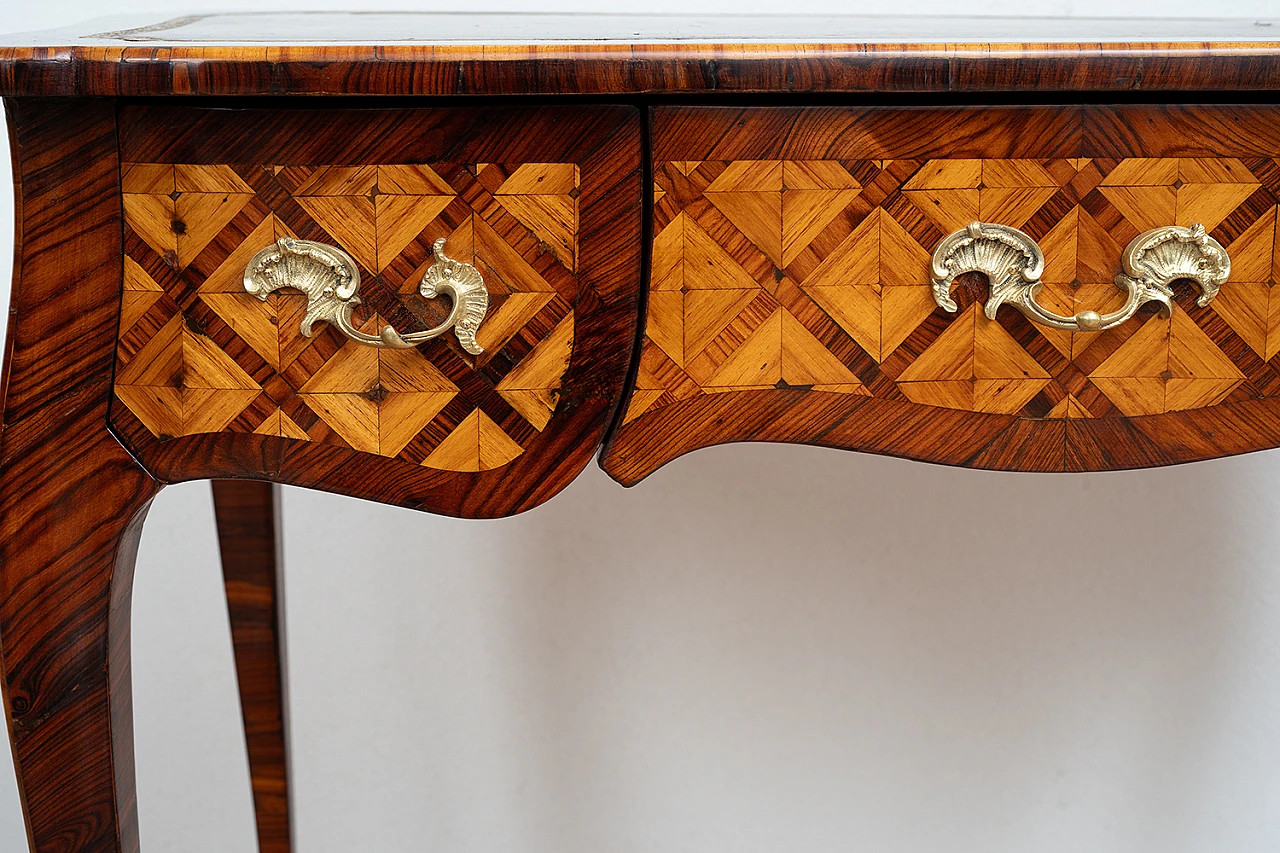 Napoleon III exotic wood writing desk with leather top, 19th century 3