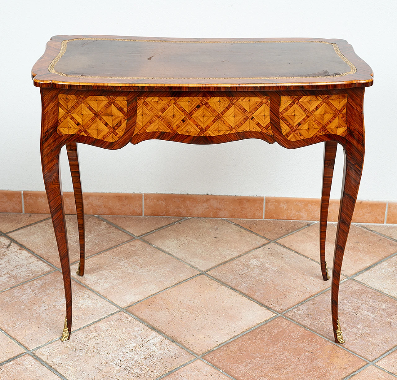 Napoleon III exotic wood writing desk with leather top, 19th century 5