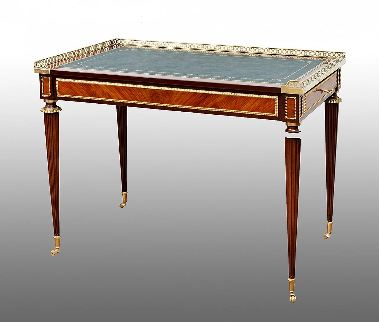 French Napoleon III mahogany and bronze writing desk, 19th century 1